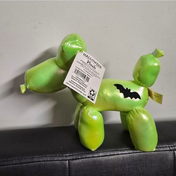 Neon Green Halloween Balloon Dog Plush Stuffed Animal 8” Long Cute - Picture 5 of 8